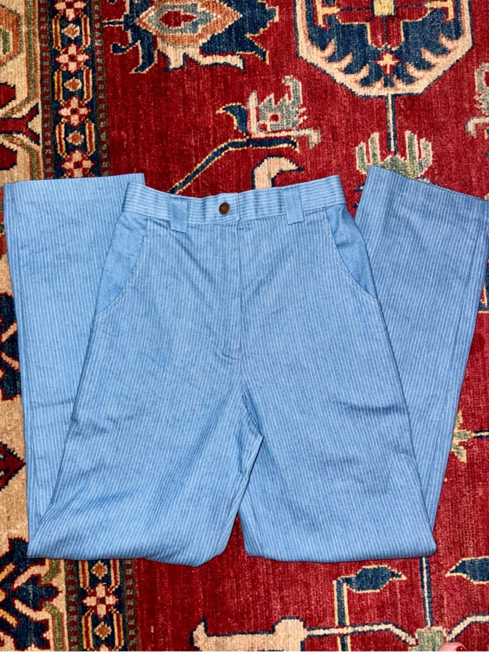 Vtg Union Made, Koret City Blues Striped Blue White Pants, Fits Size 4, USA